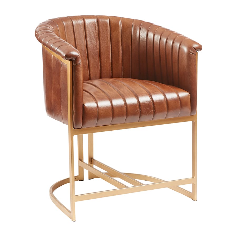 Nolan Pecan Brown Leather Armchair